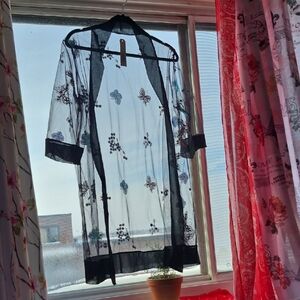 Sheer Black Cover top with Butterfly Embroidery (C56)